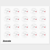 Minimalistische moderne script handgemaakte rode h ronde sticker (Vel)