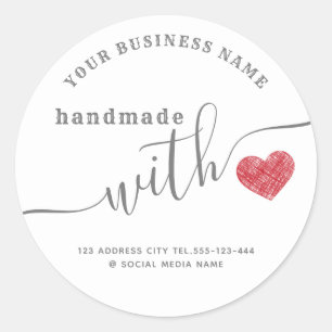 Minimalistische moderne script handgemaakte rode h ronde sticker