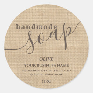 Minimalistische moderne script handgemaakte zeep b ronde sticker