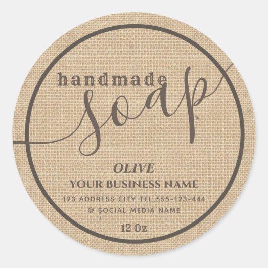 Minimalistische moderne script handgemaakte zeep j ronde sticker (Voorkant)