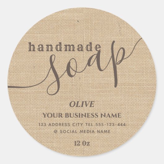 Minimalistische moderne script handgemaakte zeep j ronde sticker (Voorkant)