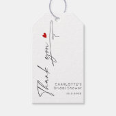 Minimalistische moderne script hart Bruidsdouche Cadeaulabel (Voorkant)