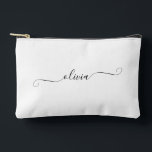 Minimalistische moderne script naam personalisatie etui<br><div class="desc">Een chic minimalistisches stijl accessoire tasje. Kan worden gebruikt als cosmeticatas. Geweldig accessoire voor reizen. Perfect cadeau voor bruidsmeisje,  vrienden en familie.</div>