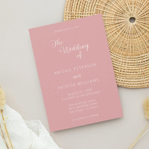 Minimalistische moderne script roze trouwkaart kaart
