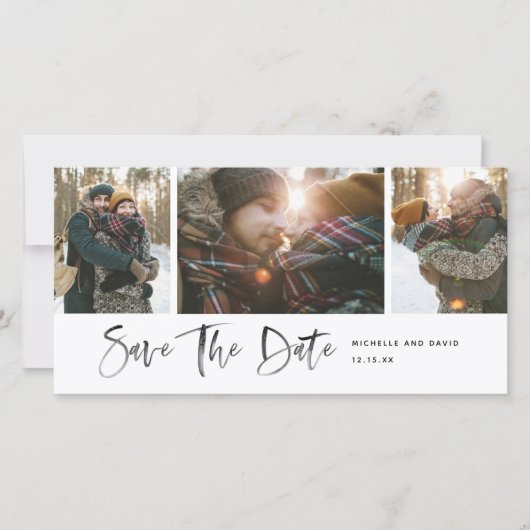 Minimalistische moderne script Save The Date-foto (Voorkant)