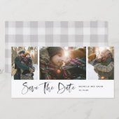 Minimalistische moderne script Save The Date-foto (Voorkant / Achterkant)