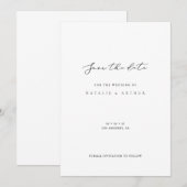 Minimalistische moderne script trouwkaart save the date (Voorkant / Achterkant)