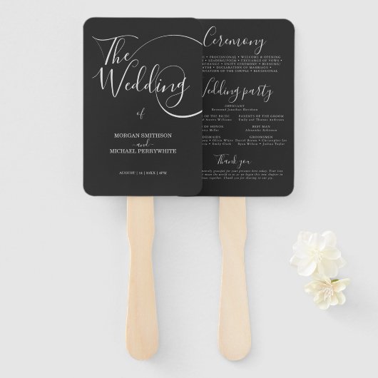 Minimalistische moderne script typografie bruiloft handwaaier (Voorkant en achterkant)