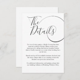 Minimalistische moderne script typografie bruiloft informatiekaartje