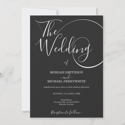 Minimalistische moderne script typografie bruiloft kaart (Voorkant)