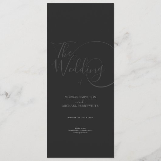 Minimalistische moderne script typografie bruiloft menu (Achterkant)