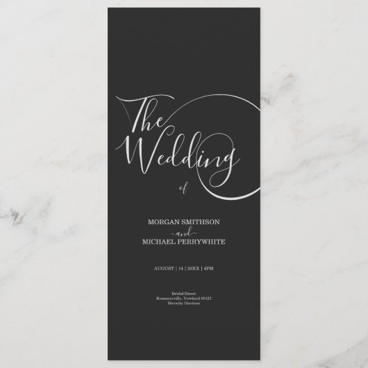 Minimalistische moderne script typografie bruiloft menu (Achterkant)