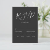 Minimalistische moderne script typografie bruiloft RSVP kaartje (Staand voorkant)