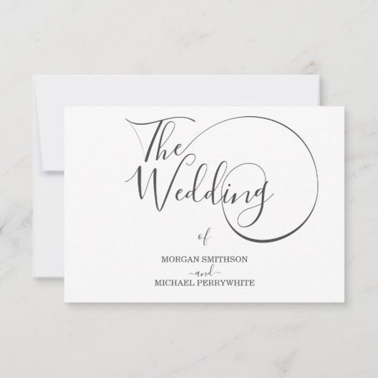 Minimalistische moderne script typografie bruiloft RSVP kaartje (Achterkant)