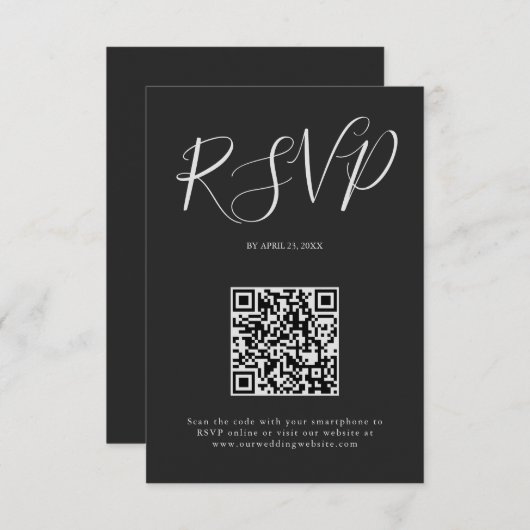 Minimalistische moderne script typografie bruiloft RSVP kaartje (Voorkant / Achterkant)