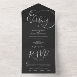 Minimalistische moderne script typografie trouwen all in one uitnodiging
