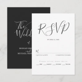 Minimalistische moderne script typografie trouwen RSVP kaartje