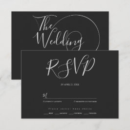 Minimalistische moderne script typografie trouwen RSVP kaartje