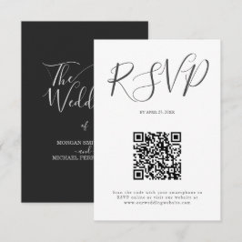 Minimalistische moderne script typografie trouwen RSVP kaartje