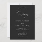 Minimalistische moderne script zwart-wit bruiloft kaart (Voorkant)