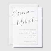 Minimalistische moderne scriptnamen bruiloft overl vellum uitnodigingen (Offset)