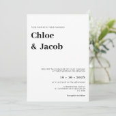 Minimalistische moderne Serif lettertype bruiloft Kaart (Staand voorkant)