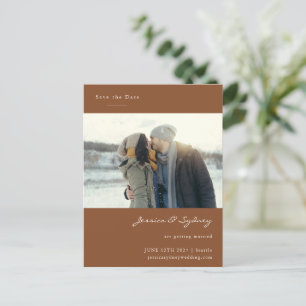 Minimalistische moderne Sienna Brown foto bespaart Briefkaart
