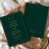 Minimalistische moderne smaragdgroene gouden bruil folie uitnodiging