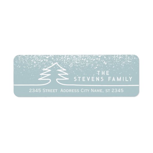 Minimalistische moderne sneeuwlijn kerstboom Label (Voorkant)