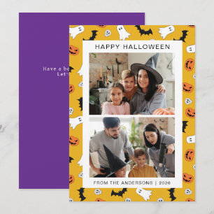 Minimalistische Moderne Spooky Happy Halloween 2 F Feestdagenkaart