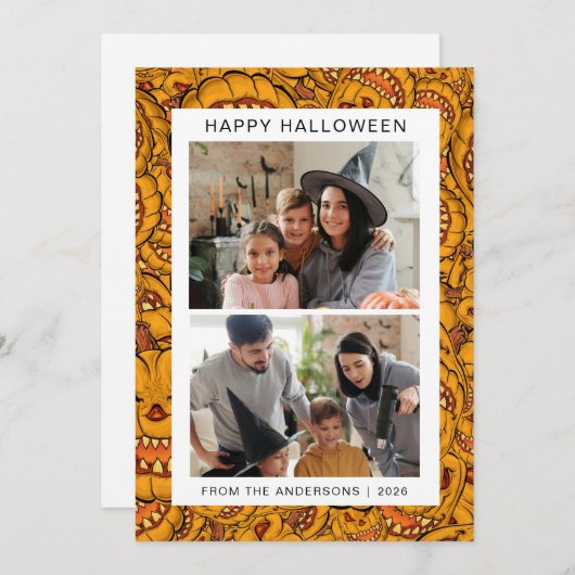 Minimalistische Moderne Spooky Happy Halloween 2 F Feestdagenkaart (Voorkant / Achterkant)