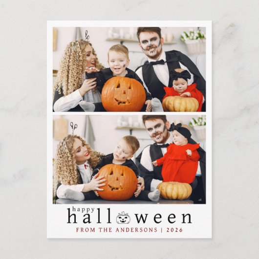 Minimalistische Moderne Spooky Happy Halloween 2 F Feestdagenkaart (Voorkant)