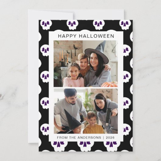 Minimalistische Moderne Spooky Happy Halloween 2 F Feestdagenkaart (Voorkant)