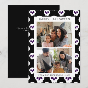 Minimalistische Moderne Spooky Happy Halloween 2 F Feestdagenkaart