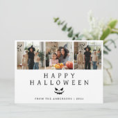 Minimalistische Moderne Spooky Happy Halloween 3 F Feestdagenkaart (Staand voorkant)