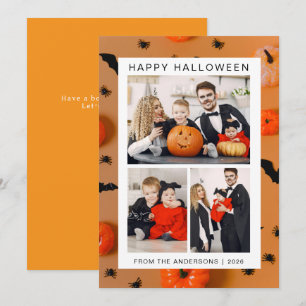 Minimalistische Moderne Spooky Happy Halloween 3 F Feestdagenkaart