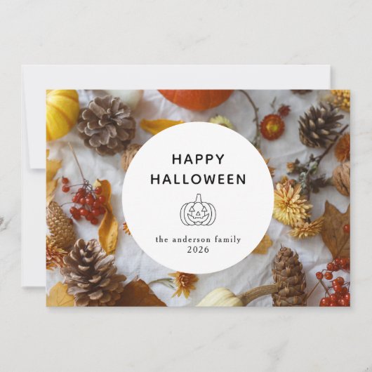Minimalistische Moderne Spooky Happy Halloween 3 F Feestdagenkaart (Voorkant)
