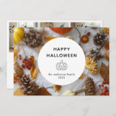 Minimalistische Moderne Spooky Happy Halloween 3 F Feestdagenkaart (Voorkant / Achterkant)