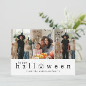 Minimalistische Moderne Spooky Happy Halloween 3 F Feestdagenkaart (Staand voorkant)