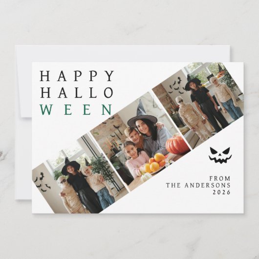 Minimalistische Moderne Spooky Happy Halloween 3 F Feestdagenkaart (Voorkant)