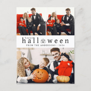 Minimalistische Moderne Spooky Happy Halloween 3 F Feestdagenkaart
