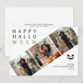 Minimalistische Moderne Spooky Happy Halloween 3 F Feestdagenkaart (Voorkant / Achterkant)