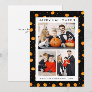 Minimalistische Moderne Spooky Happy Halloween 3 F Feestdagenkaart