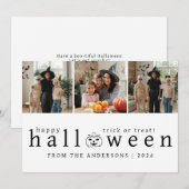 Minimalistische Moderne Spooky Happy Halloween 3 F Feestdagenkaart (Voorkant / Achterkant)