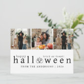 Minimalistische Moderne Spooky Happy Halloween 3 F Feestdagenkaart (Staand voorkant)