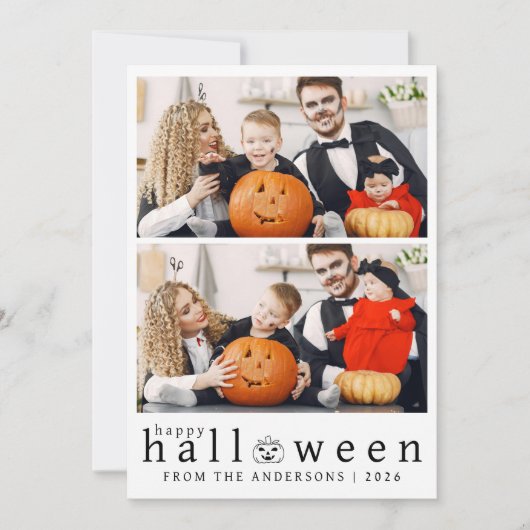 Minimalistische Moderne Spooky Happy Halloween 3 F Feestdagenkaart (Voorkant)