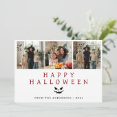 Minimalistische Moderne Spooky Happy Halloween 3 F Feestdagenkaart (Staand voorkant)