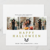 Minimalistische Moderne Spooky Happy Halloween 3 F Feestdagenkaart (Voorkant / Achterkant)