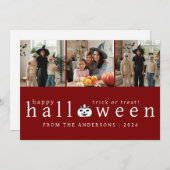 Minimalistische Moderne Spooky Happy Halloween 3 F Feestdagenkaart (Voorkant / Achterkant)