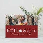 Minimalistische Moderne Spooky Happy Halloween 3 F Feestdagenkaart (Staand voorkant)